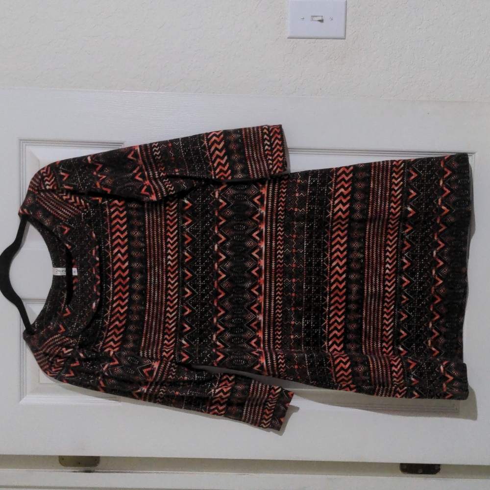 Women's 24seven Long Sleeve Orange & Black Dress. Size M
